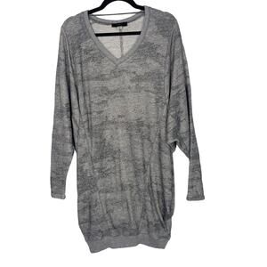 Diesel Womens S Gray Camo Knit V Neck Tunic Sweater Dress Pockets Cotton Blend